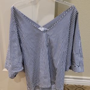 HARSHMAN blue and white top